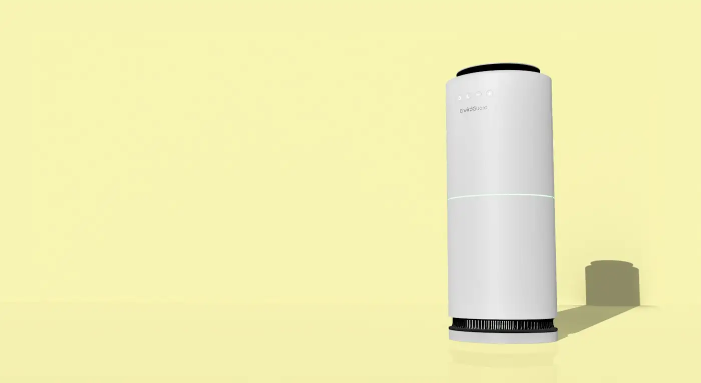 A white cylindrical object with a black top and bottom